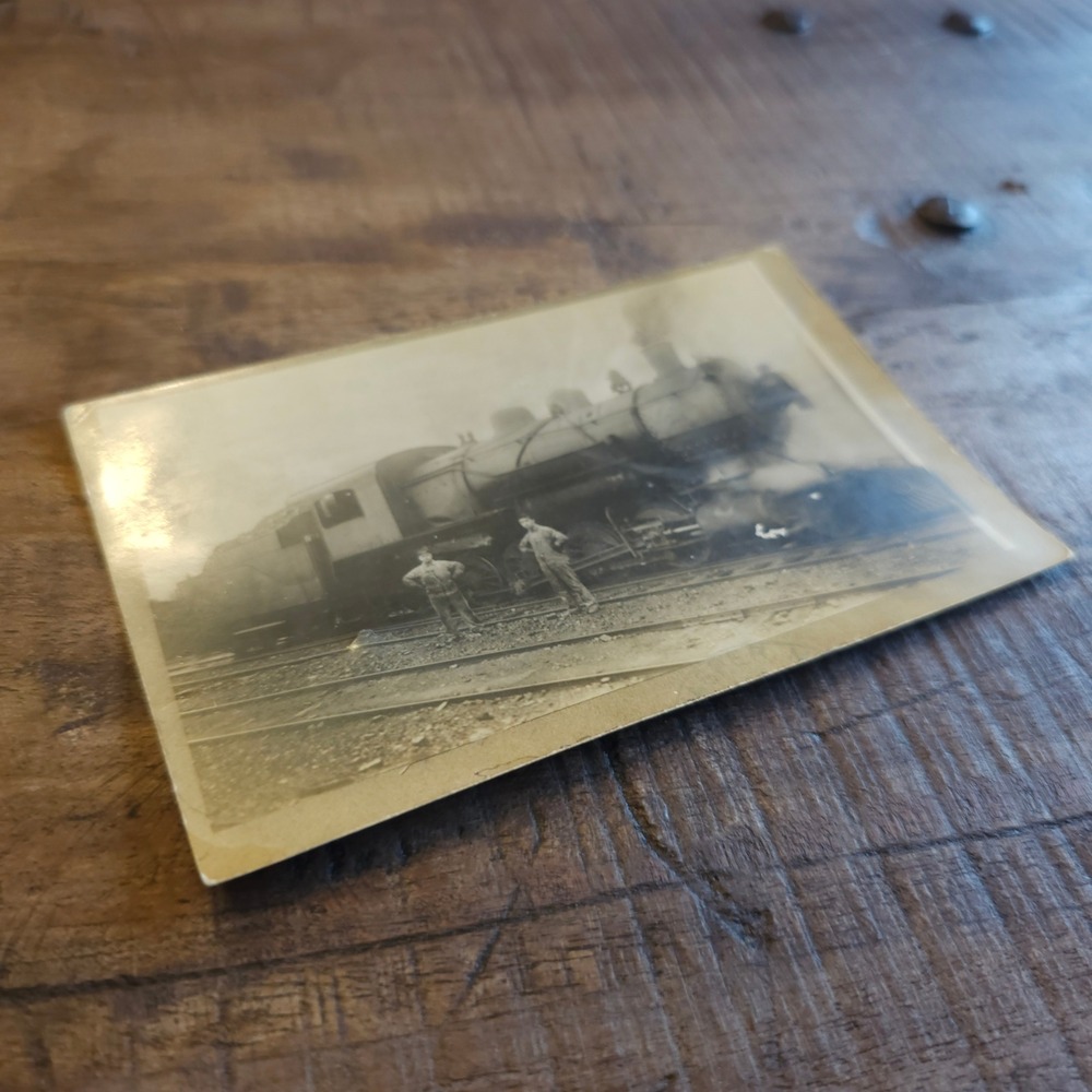 Antique 1910 RPPC Steam Locomotive  Railroad Workers Massillon OH Postcard Train